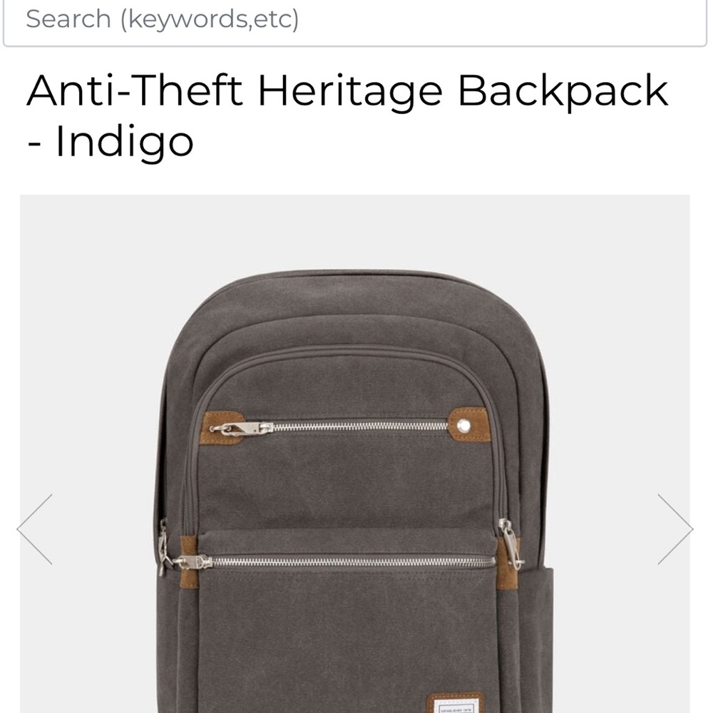 Travelon Anti-Theft Heritage Backpack - Indigo NWT